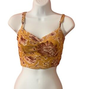 Aeropostale Floral Mustard Crop Top S